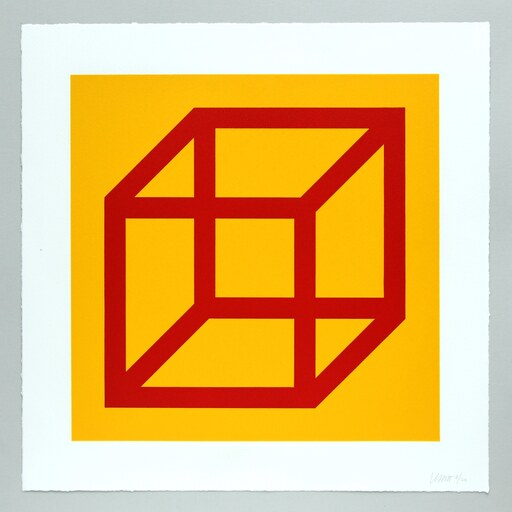 索尔·勒维特 - 版画 - Open Cube in Color on Color Plate 01