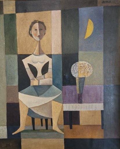 Avraham NATON - Painting - Women Sitting 