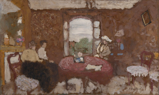 Jean Édouard VUILLARD - Painting - Lucy Hessel en visite chez les Roussel à Cricqueboeuf