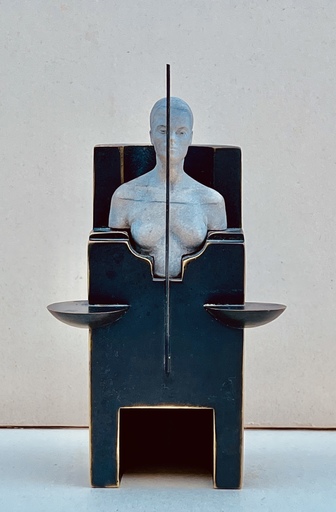 Josep BOFILL - Sculpture-Volume - Jeune homme en buste et structure en bronze