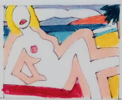 Tom WESSELMANN - Peinture - Study for Seated Sunset Nude (1)