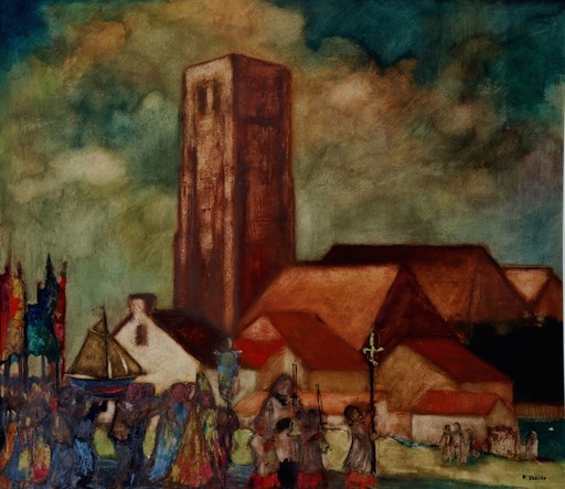 Raymond DIERICKX - Drawing-Watercolor - "LE BEFFROI"