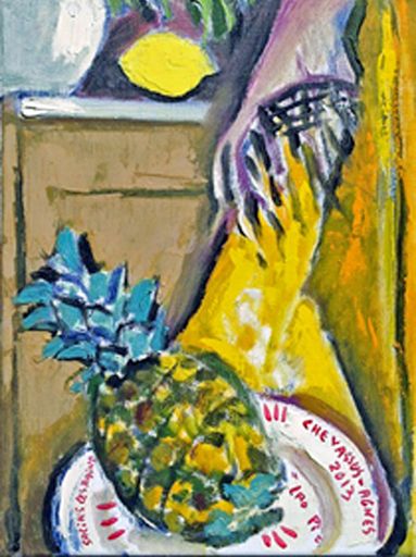 Jean-Pierre CHEVASSUS-AGNES - Gemälde - Annanas citron soie de Chine