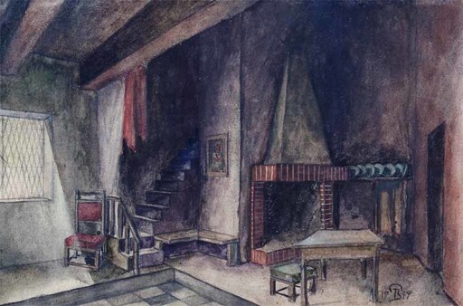 Peter Vilhelm ILSTED - Drawing-Watercolor - Interieur 
