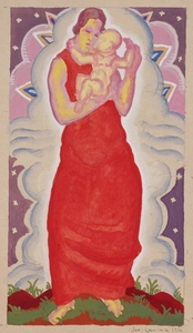 Josef LACINA - Dibujo Acuarela - Art Deco Madonna, 1926, watercolor