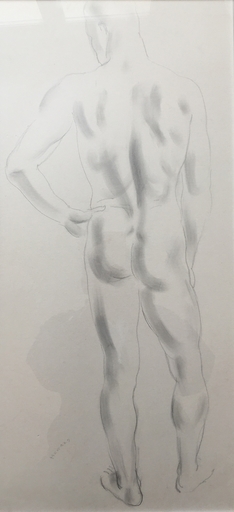 Cecil de Blaquière HOWARD - Disegno Acquarello - Nu masculin de dos