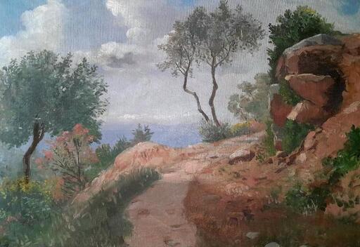 Augusto LOVATTI - Painting - Il sentiero degli Dei a Sorrento