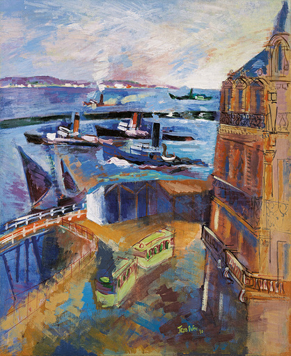 Jean DUFY - Painting - Le Havre, angle chaussée John Kennedy et boulevard François 