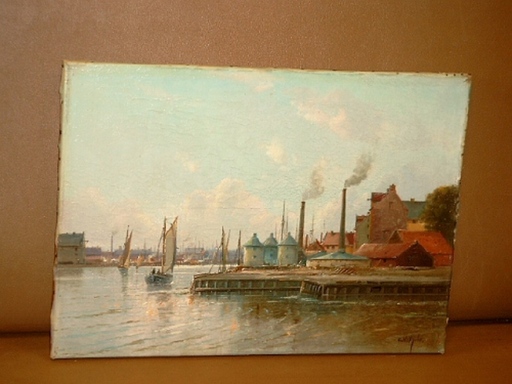 Carl Vilhelm LARSEN - Peinture - Kopenhagener Hafen / Parti fra Kobenhavns havn.