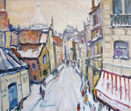 Charles MALLE - Painting - Montmartre-Passage Cottin "La goutte de lait"