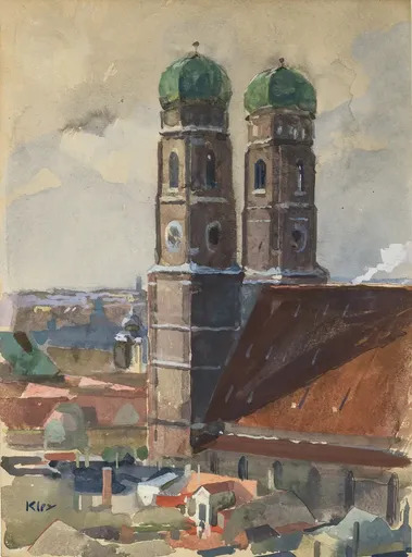 Heinrich KLEY - Drawing-Watercolor - Die Türme der Münchner Frauenkirche