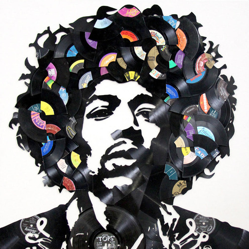 MR BRAINWASH - Peinture - Jimi Hendrix (Broken Records)