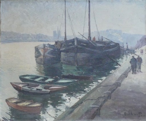 Henri-Alexis SCHAEFFER - Gemälde - Paris, les quais de la Seine au Pont d'Austerlitz