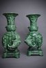 Théodore DECK - Ceramic - Paire de vases éléphants