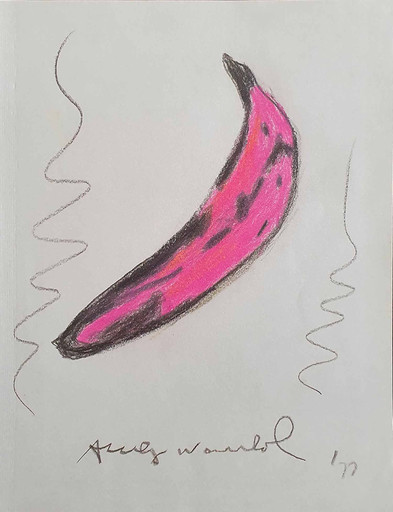 Andy WARHOL - Drawing-Watercolor - Banana Pink Fluo