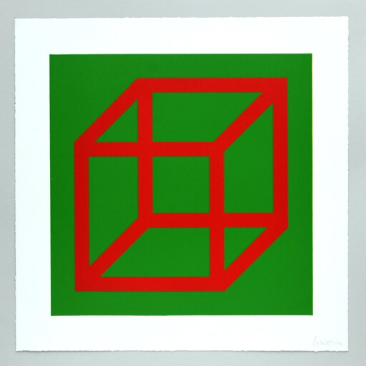索尔·勒维特 - 版画 - Open Cube in Color on Color Plate 04