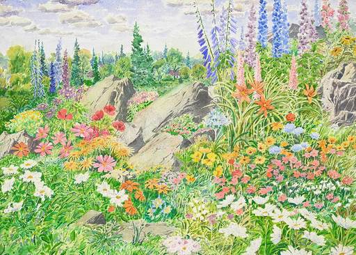 James Stanford PERROTT - Dessin-Aquarelle - Untitled - Spring Flowers
