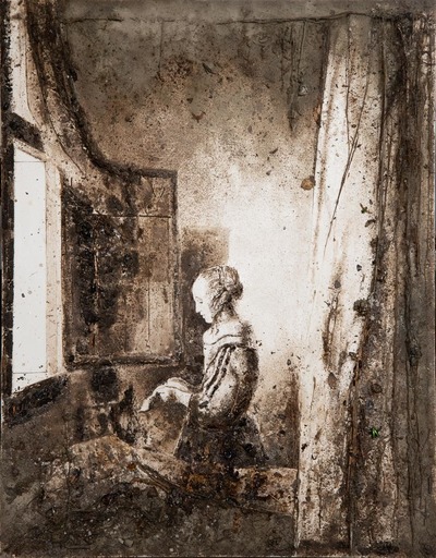 Enzo FIORE - Gemälde - Appropriazione Donna che Legge una Lettera davanti alla Fine