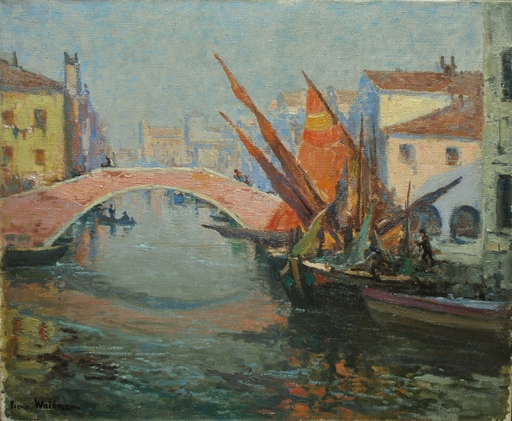 Pierre WAIDMANN - Gemälde - Le pont rose à Venise