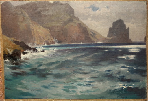 Arthur CALAME - Painting - "Falaises a Capri"