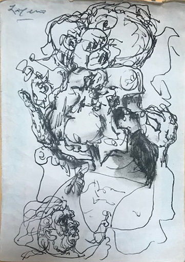 José Otero Abeledo LAXEIRO - Zeichnung Aquarell - CABEZAS