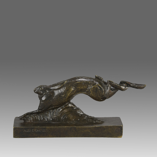 André Vincent BECQUEREL - Skulptur Volumen - Art Deco Bronze Study "Running Hare" by Andre Becquerel