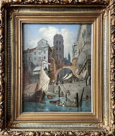 Dutch City Dock Scene