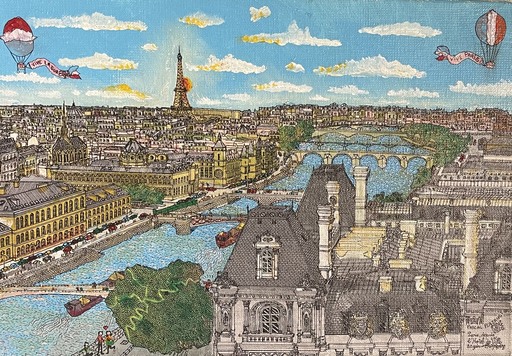 Pascal PLAZANET - Gemälde - Paris depuis l’Hotel de Ville 