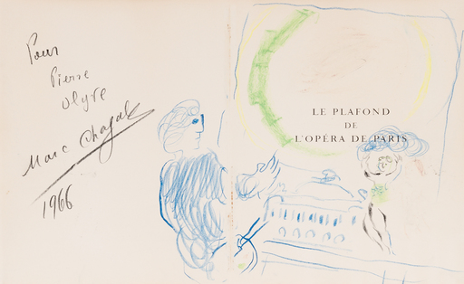 Marc CHAGALL - Disegno Acquarello - Le plafond de l’Opéra de Paris