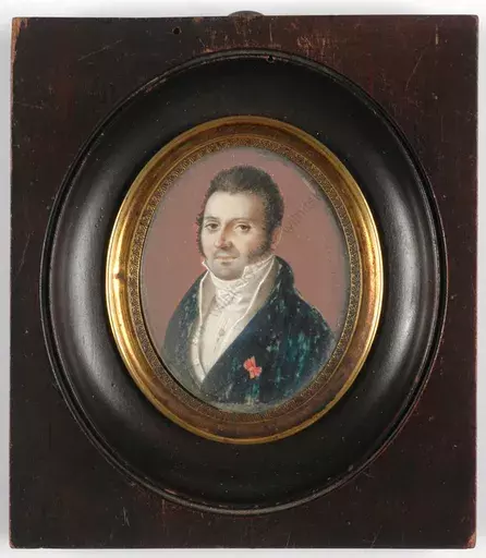 Alexandre CHAPONNIER - Miniatur - "Portrait of a "demi-solde", rare miniature on ivory!, 1819