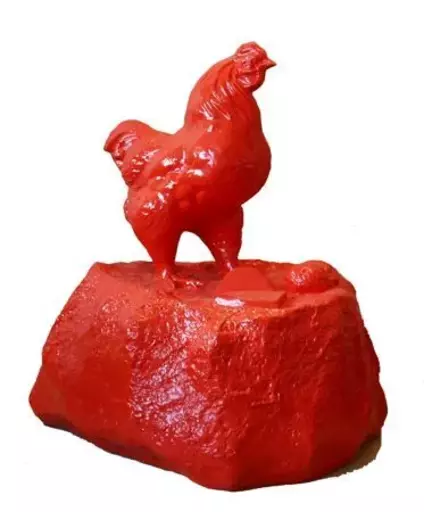 William SWEETLOVE - Sculpture-Volume - Cloned red chicken on a rock