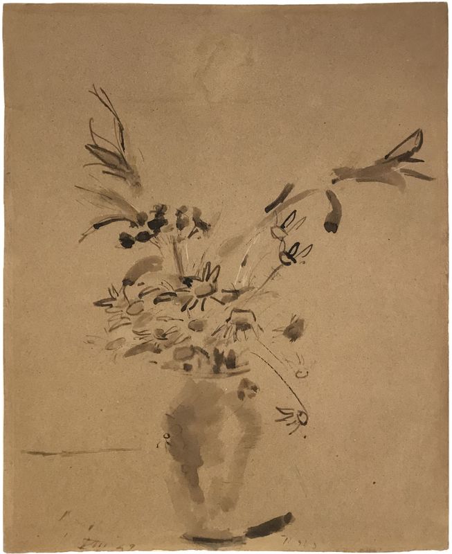Filippo DE PISIS - Drawing-Watercolor - Vaso di fiori 1949 