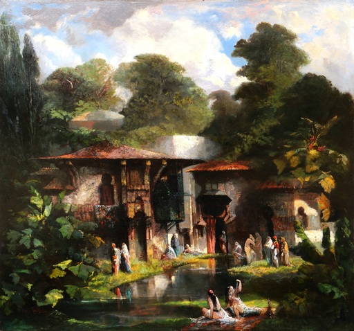 Hippolyte Omer BALLUE - Gemälde - Les Eaux douces d'Asie à Constantinople