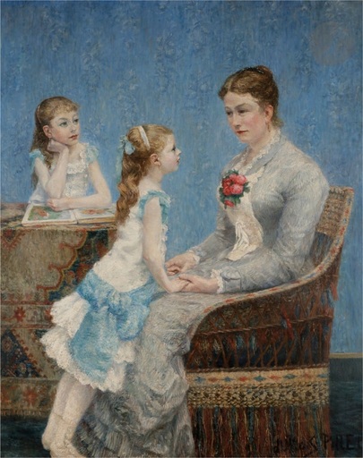 Albert DUBOIS-PILLET - Peinture - Madame Paul Bouchet et ses filles