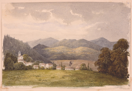 Laurent DEROY - Zeichnung Aquarell - Alpine Landscape, 1820's