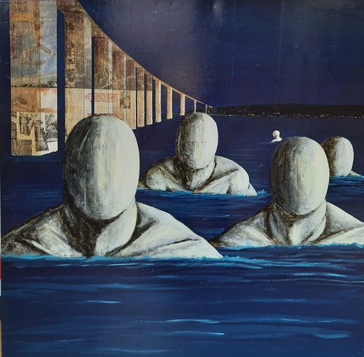Alfonso BONAVITA - Painting - Allenamento in vasca aperta