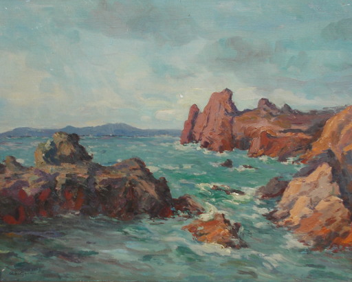 Adolphe Louis GAUSSEN - Pittura - Cote rocheuse