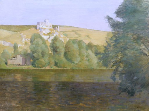 Eugène CLARY - 绘画 - Château-Gaillard depuis la Seine