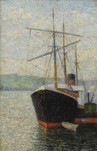 Albert DUBOIS-PILLET - Painting - Trois-mâts à quai