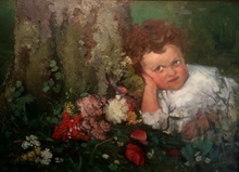 young child with flowers