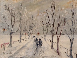 David BURLIUK - 绘画 - Couple along the Snow