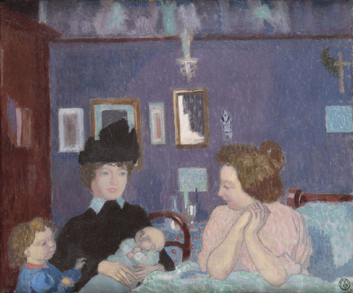 Maurice DENIS - Painting - Visite dans la chambre violette