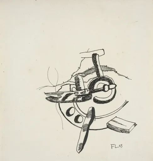 Fernand LÉGER - Zeichnung Aquarell - La roue brisée