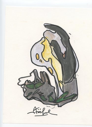 Edgar STOEBEL - Zeichnung Aquarell - PASTEL ET FEUTRE SIGNÉ SIGNED PEN AND PASTEL DRAWING