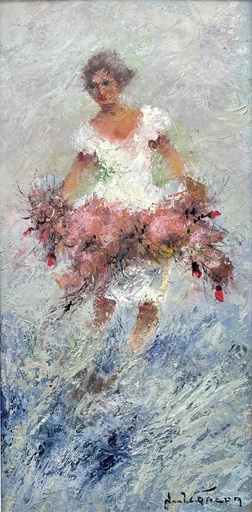 Noël CANEPA - Gemälde - Jeune femme à la robe blanche