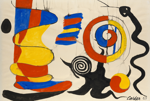Alexander CALDER - Painting - The Yellow Shock Absorber