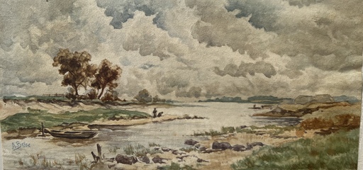 Alain BESSE - Drawing-Watercolor - Bord de rivière 