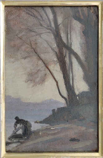 François BOCION - Painting - Lavandière à Haldimand