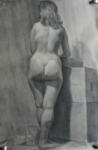 Angeles BENIMELLI - Drawing-Watercolor - Academic: "Study of the female body 4"