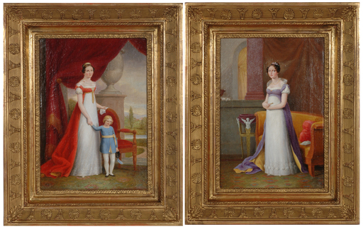 Wilhelm UNGER - 绘画 - W. Unger, 2 portraits of Marie Grand Duchess v. Mecklenburg?